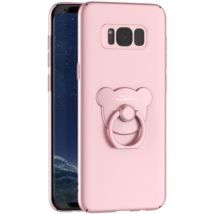 AIQAA For Galaxy S8 + / G955 Solid Color Metal Paint Plastic PC Dropproof Protective case with Bear Ring Holder