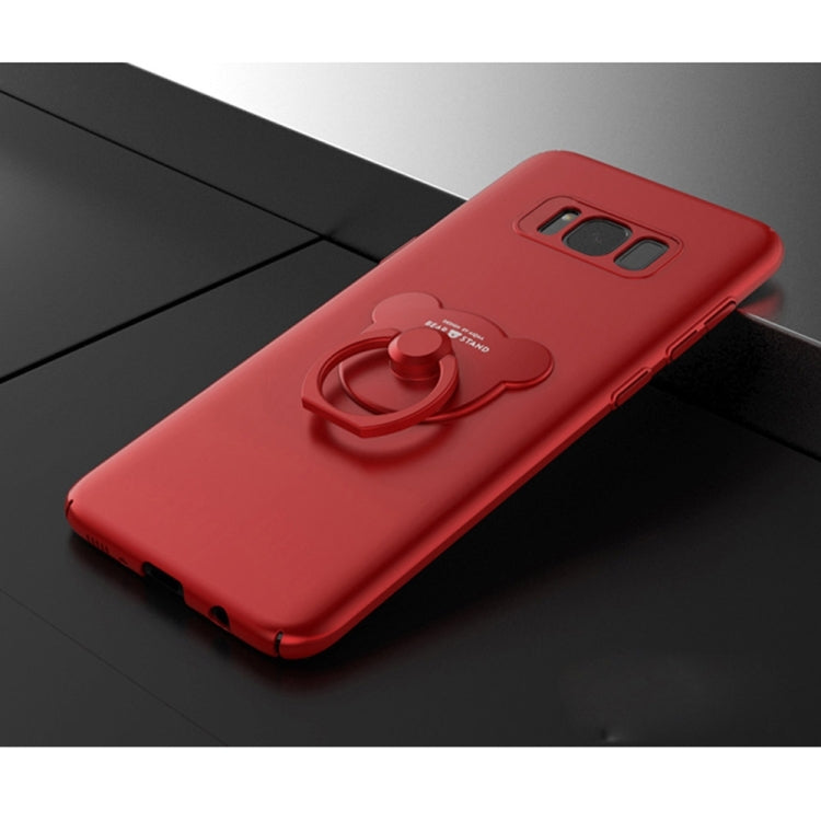 AIQAA For Galaxy S8 + / G955 Solid Color Metal Paint Plastic PC Dropproof Protective case with Bear Ring Holder