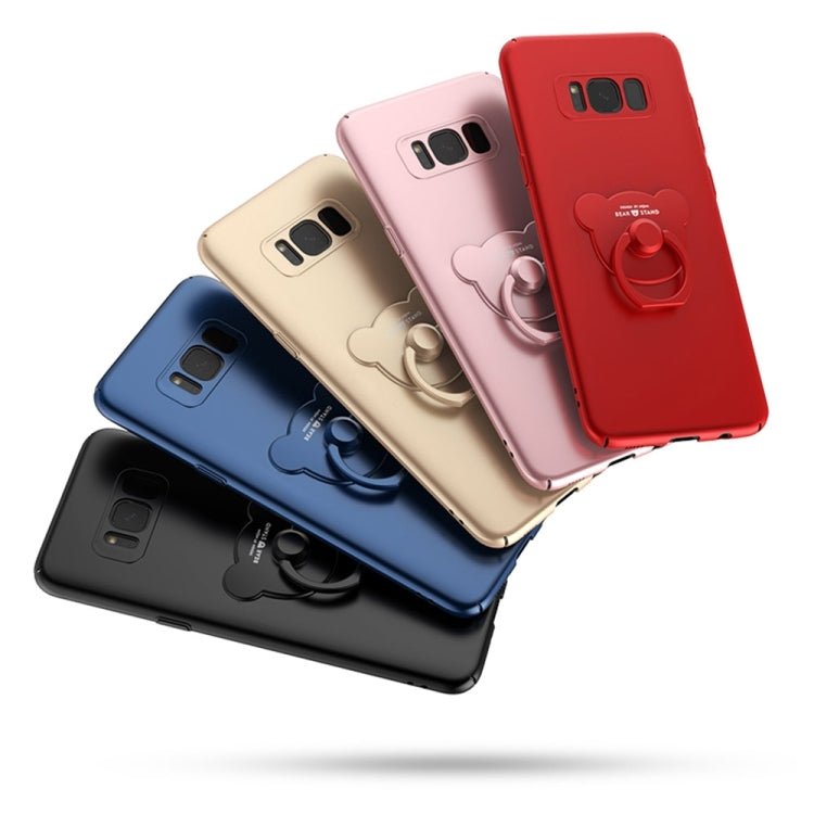 AIQAA For Galaxy S8 + / G955 Solid Color Metal Paint Plastic PC Dropproof Protective case with Bear Ring Holder