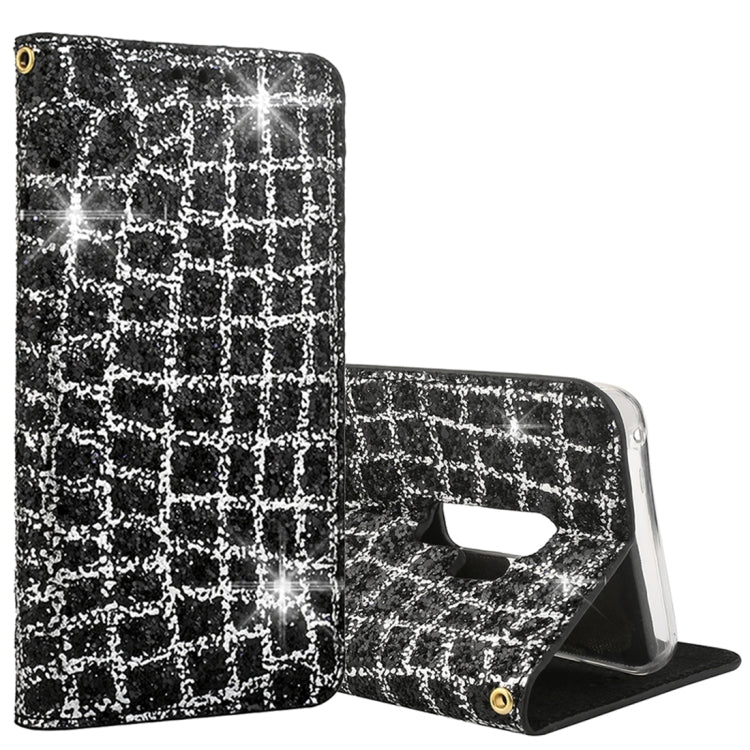 For Galaxy S9+ Crack Texture Sequins Magnetic Horizontal Flip Leather Case with Holder & Card Slots