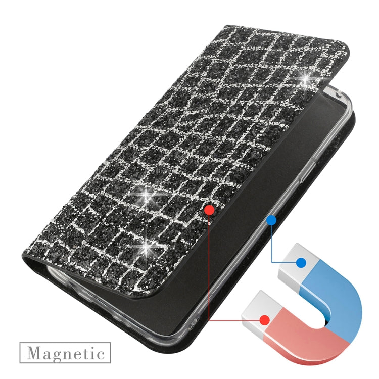 For Galaxy S9+ Crack Texture Sequins Magnetic Horizontal Flip Leather Case with Holder & Card Slots