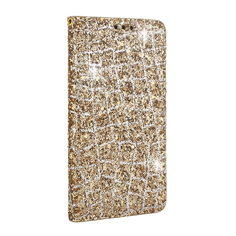 For Galaxy S9+ Crack Texture Sequins Magnetic Horizontal Flip Leather Case with Holder & Card Slots
