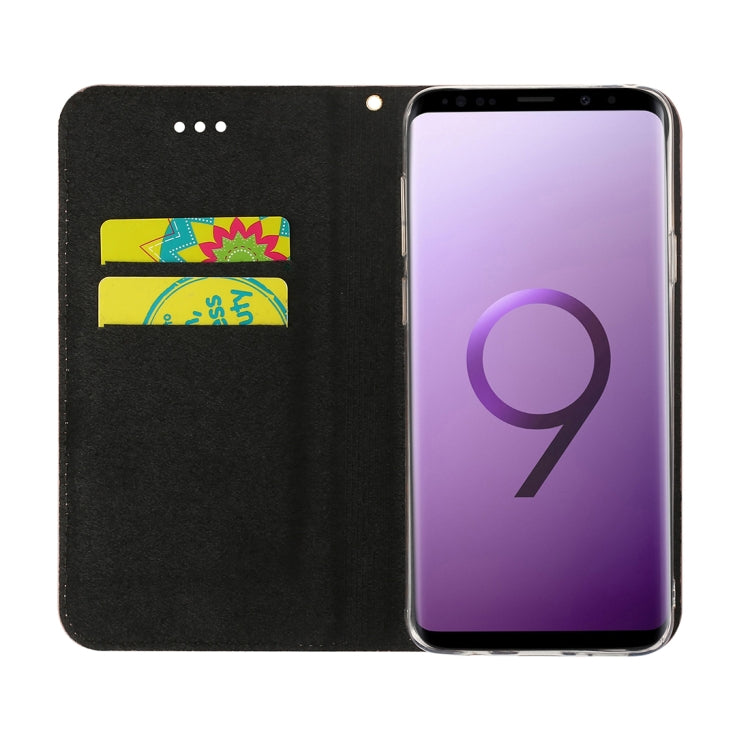 For Galaxy S9+ Crack Texture Sequins Magnetic Horizontal Flip Leather Case with Holder & Card Slots
