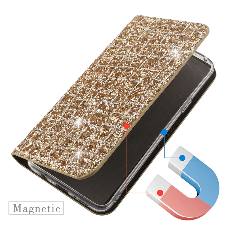 For Galaxy S9+ Crack Texture Sequins Magnetic Horizontal Flip Leather Case with Holder & Card Slots
