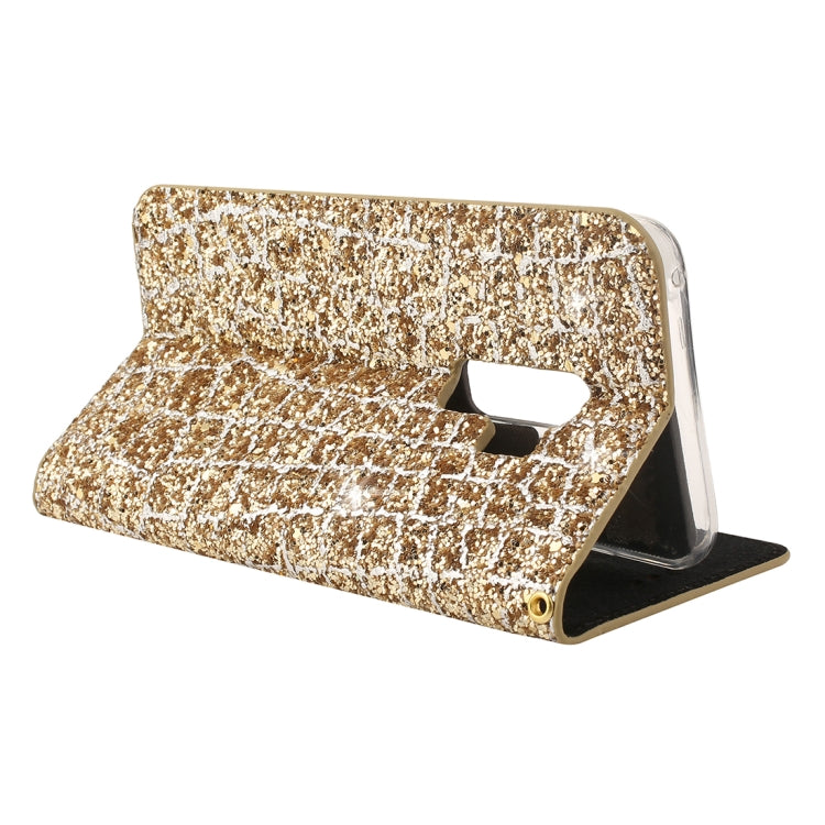 For Galaxy S9+ Crack Texture Sequins Magnetic Horizontal Flip Leather Case with Holder & Card Slots