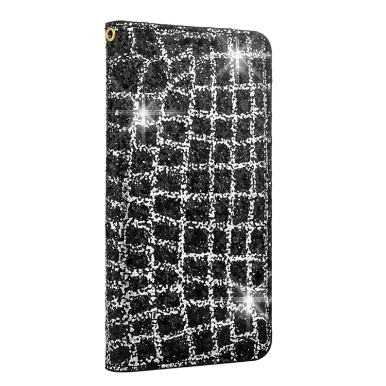 Crack Texture Sequins Magnetic Horizontal Flip Leather Case with Holder & Card Slots (Black), For Galaxy S9