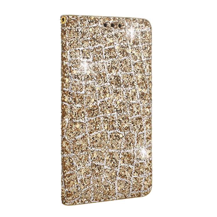 Crack Texture Sequins Magnetic Horizontal Flip Leather Case with Holder & Card Slots (Black), For Galaxy S9