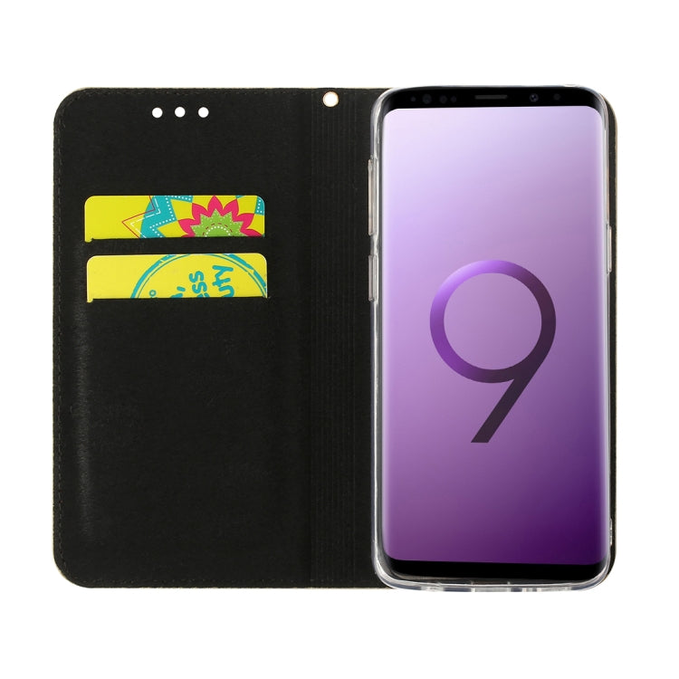 Crack Texture Sequins Magnetic Horizontal Flip Leather Case with Holder & Card Slots (Black), For Galaxy S9