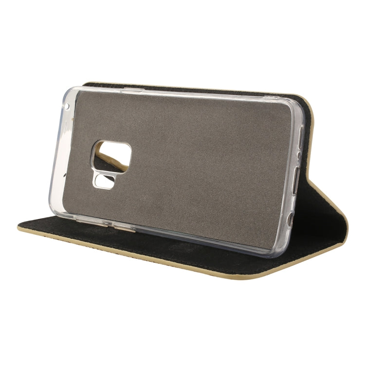 Crack Texture Sequins Magnetic Horizontal Flip Leather Case with Holder & Card Slots (Black), For Galaxy S9