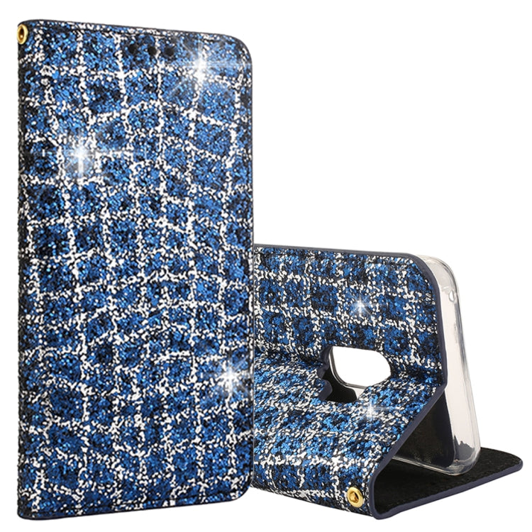 Crack Texture Sequins Magnetic Horizontal Flip Leather Case with Holder & Card Slots (Black), For Galaxy S9