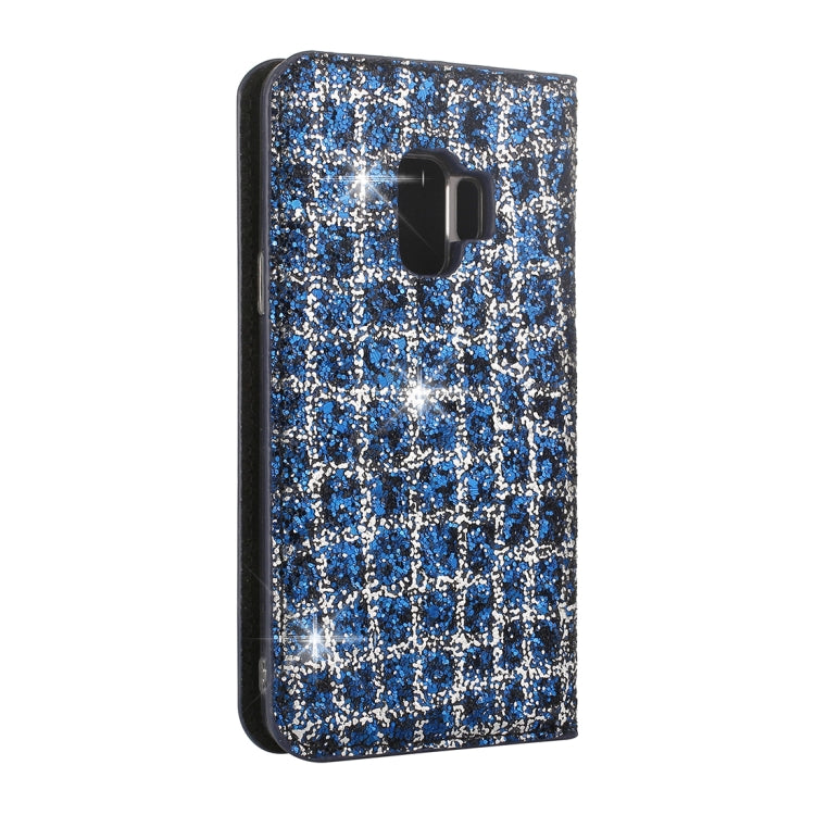 Crack Texture Sequins Magnetic Horizontal Flip Leather Case with Holder & Card Slots (Black), For Galaxy S9