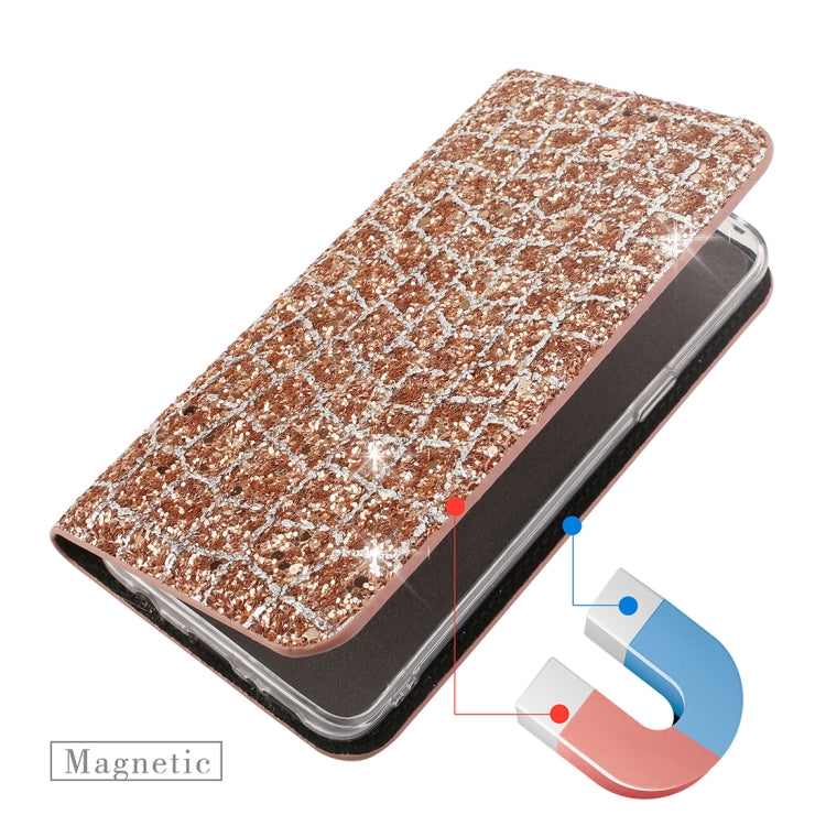 Crack Texture Sequins Magnetic Horizontal Flip Leather Case with Holder & Card Slots (Black), For Galaxy S9