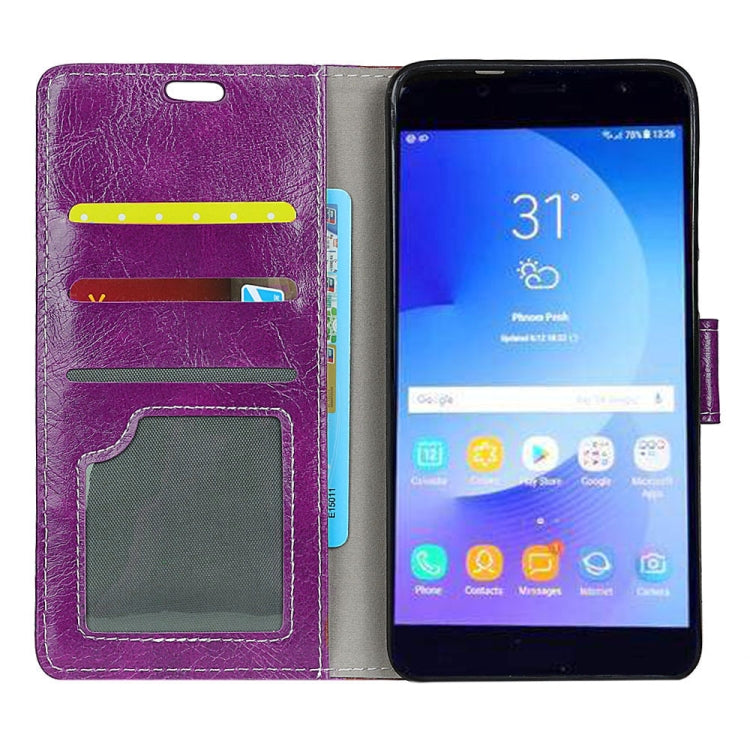 For Galaxy C7 (2017) / J7 Plus / C8 PU Leather Protective Back Cover Case with Holder & Card Slots & Wallet