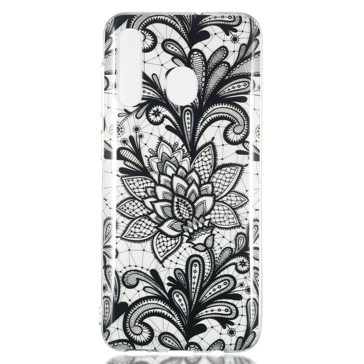 Black Flower Pattern Highly Transparent TPU Protective Case for Galaxy A50