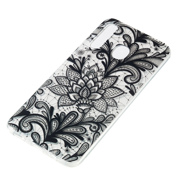 Black Flower Pattern Highly Transparent TPU Protective Case for Galaxy A50