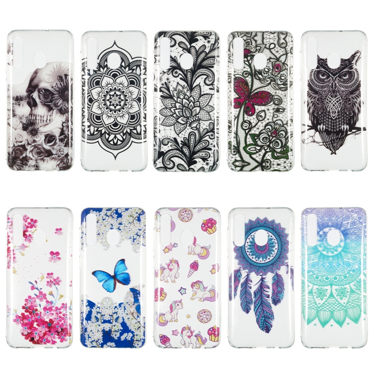 Black Flower Pattern Highly Transparent TPU Protective Case for Galaxy A50