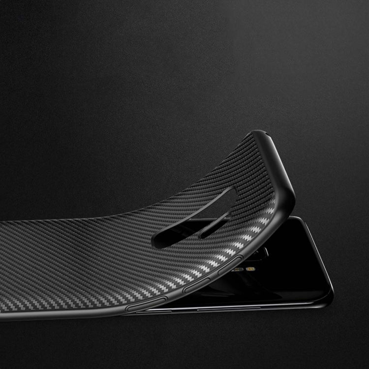 TOTUDESIGN Slim Series for Galaxy S9+ Carbon Fiber Texture TPU Protective Back Case with Holder