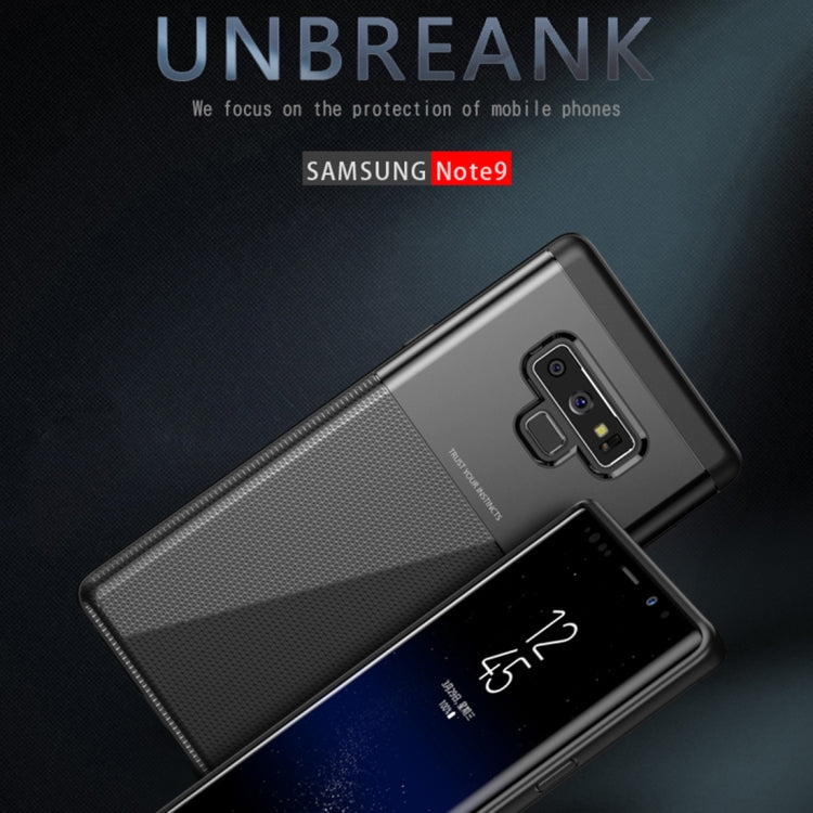 UNBREANK Carbon Fiber Texture PC + TPU Invisible Airbag Shockproof Protective Case for Galaxy Note9 (Blue)