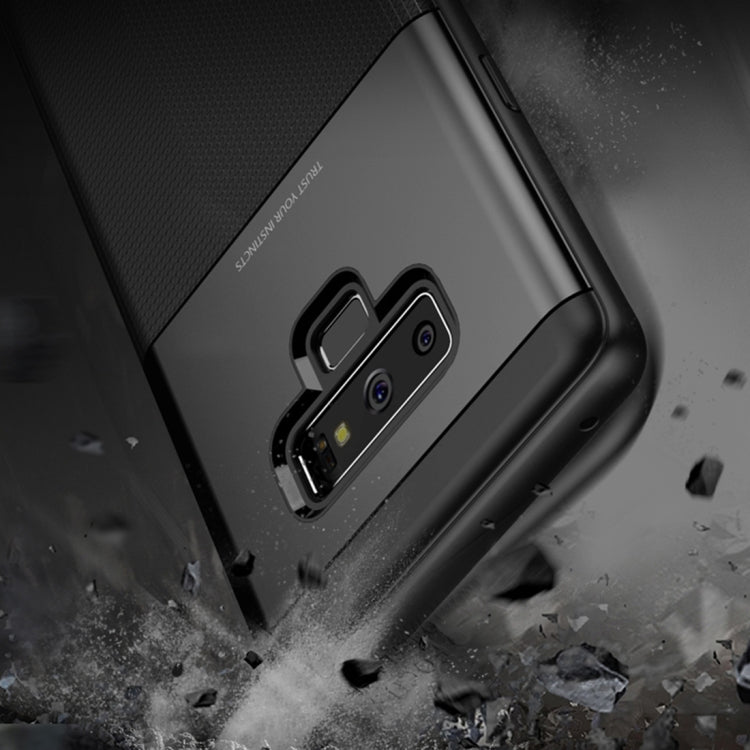 UNBREANK Carbon Fiber Texture PC + TPU Invisible Airbag Shockproof Protective Case for Galaxy Note9 (Blue)