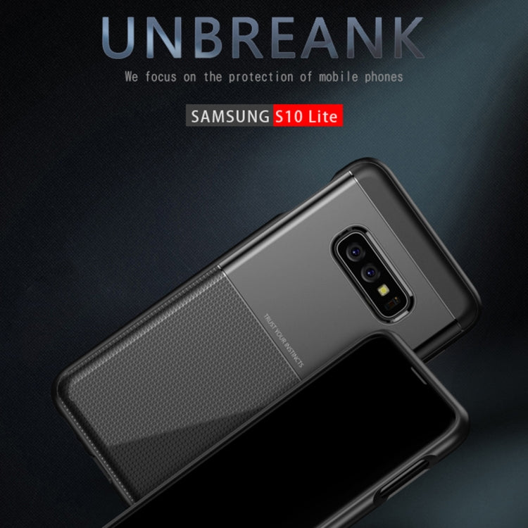 For Galaxy S10e UNBREANK Carbon Fiber Texture PC + TPU Invisible Airbag Shockproof Protective Case(Blue)