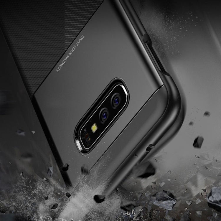 For Galaxy S10e UNBREANK Carbon Fiber Texture PC + TPU Invisible Airbag Shockproof Protective Case(Blue)