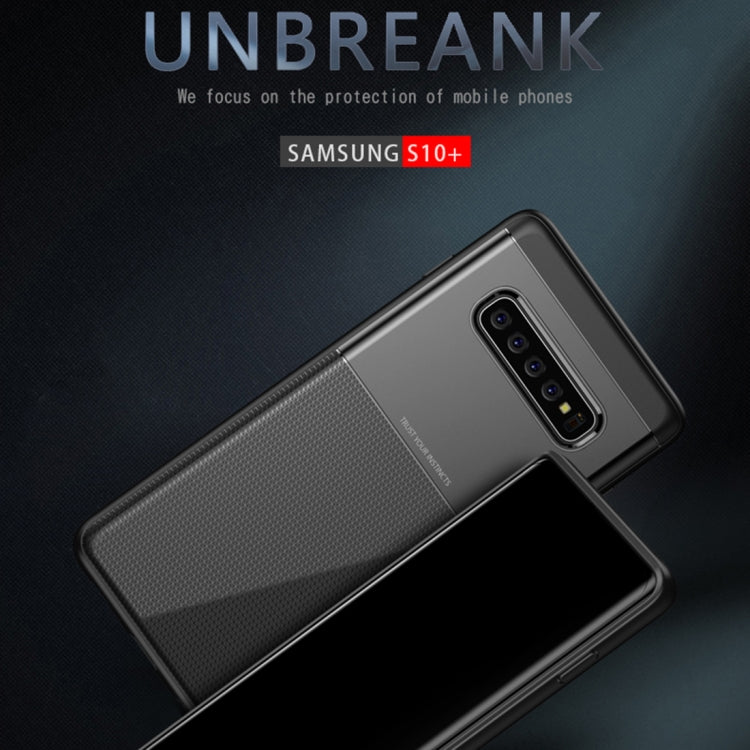UNBREANK Carbon Fiber Texture PC + TPU Invisible Airbag Shockproof Protective Case for Galaxy S10+