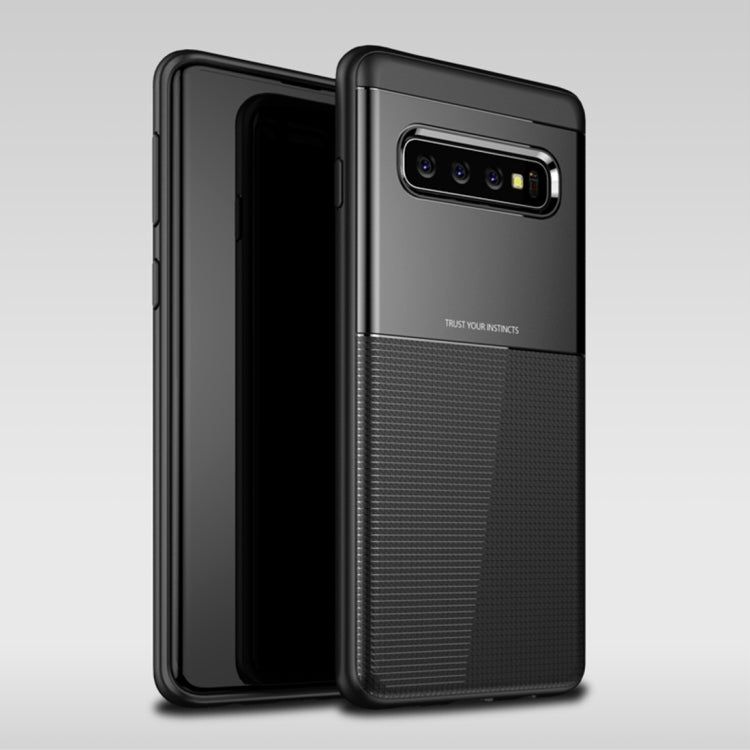 UNBREANK Carbon Fiber Texture PC + TPU Invisible Airbag Shockproof Protective Case for Galaxy S10(Black)