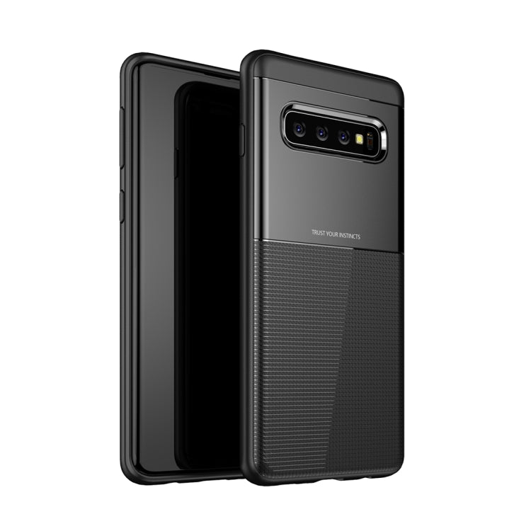 UNBREANK Carbon Fiber Texture PC + TPU Invisible Airbag Shockproof Protective Case for Galaxy S10(Black)