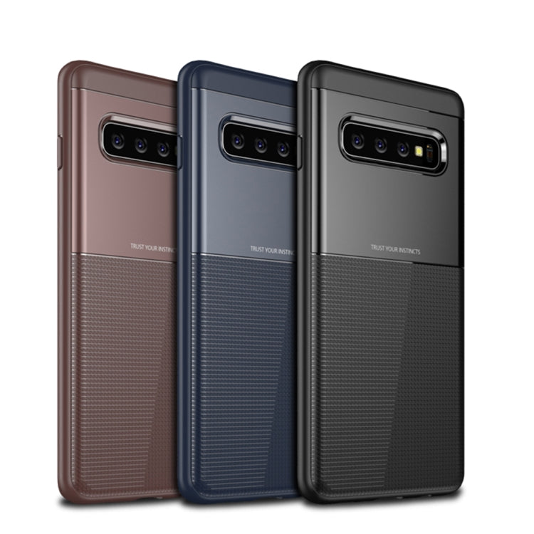 UNBREANK Carbon Fiber Texture PC + TPU Invisible Airbag Shockproof Protective Case for Galaxy S10(Black)