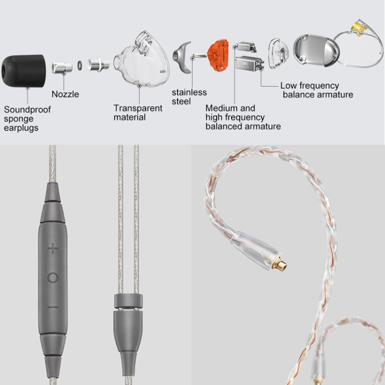 Meizu Live Four-unit Moving Iron HiFi In-ear Wired Control Earphone with Detachable Cable & Microphone, Length: 1.2m (Silver)
