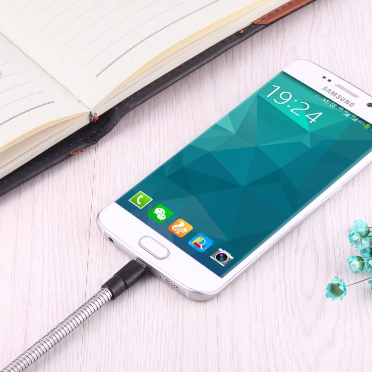 20cm Multi-functional Metal Flexible Micro USB to USB Data Charging Cable with Storage Buckle for Samsung, HTC, Sony, Lenovo, and other Smartphones(Black)