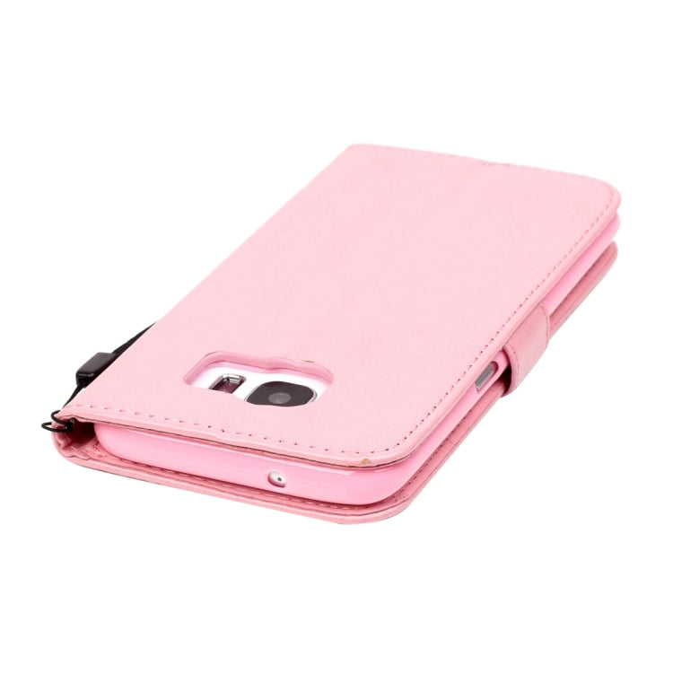For Galaxy S7 Edge / G935 Heart Diamond Encrusted Flowers Embossing Horizontal Flip Leather Case with Holder & Card Slots & Wallet & Lanyard