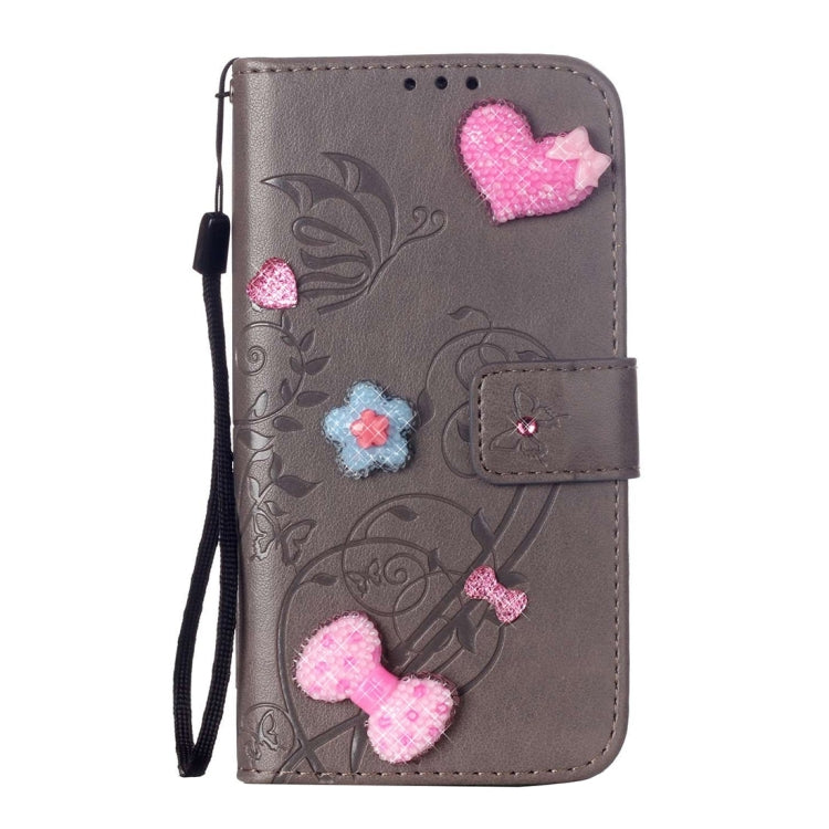 For Galaxy S7 Edge / G935 Heart Diamond Encrusted Flowers Embossing Horizontal Flip Leather Case with Holder & Card Slots & Wallet & Lanyard