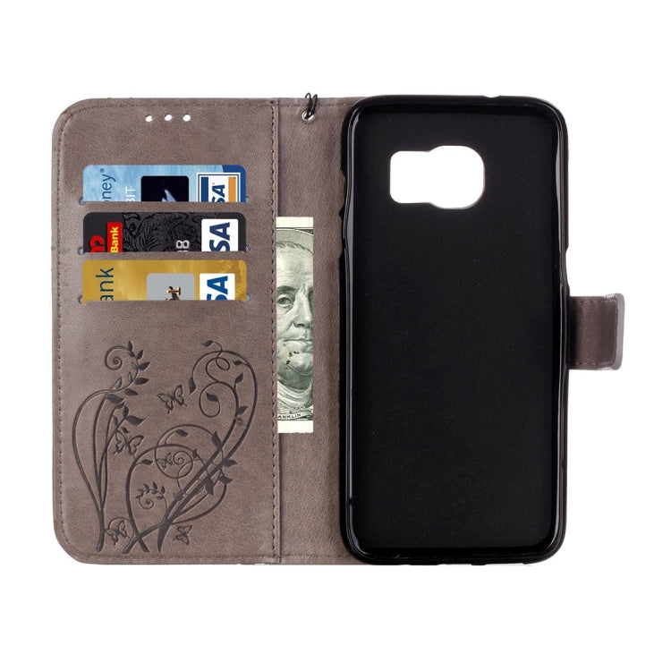 For Galaxy S7 Edge / G935 Heart Diamond Encrusted Flowers Embossing Horizontal Flip Leather Case with Holder & Card Slots & Wallet & Lanyard