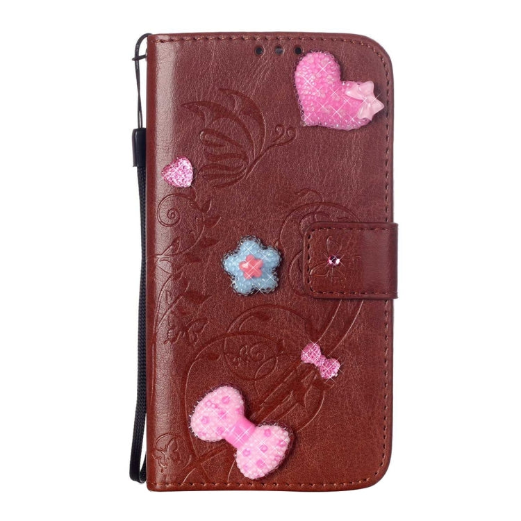 For Galaxy S7 Edge / G935 Heart Diamond Encrusted Flowers Embossing Horizontal Flip Leather Case with Holder & Card Slots & Wallet & Lanyard