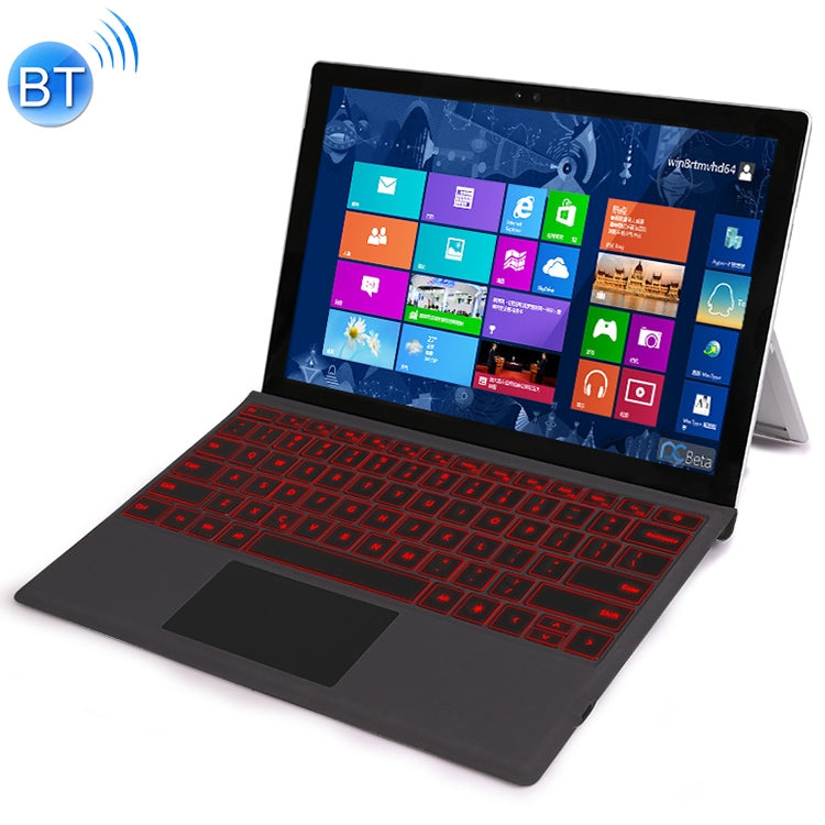 HB187B Magnetic Charging Bluetooth V3.0 Backlight Keyboard + Microfiber Leather Tablet Case for Microsoft Surface Pro3 / Pro4 / Pro2017(Grey)