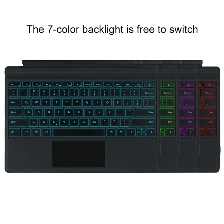 HB216B Magnetic Charging Bluetooth V3.0 Backlight Keyboard + Microfiber Leather Tablet Case for Microsoft Surface Go 10 inch(Black)