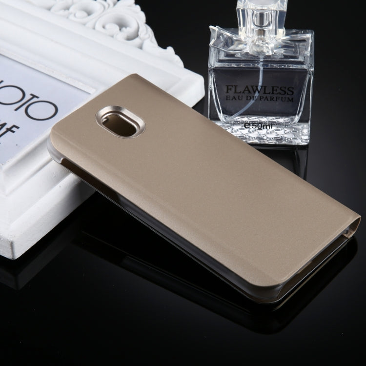 For Galaxy J3 (2017) (EU Version) Electroplating Mirror Horizontal Flip Leather Case with Holder