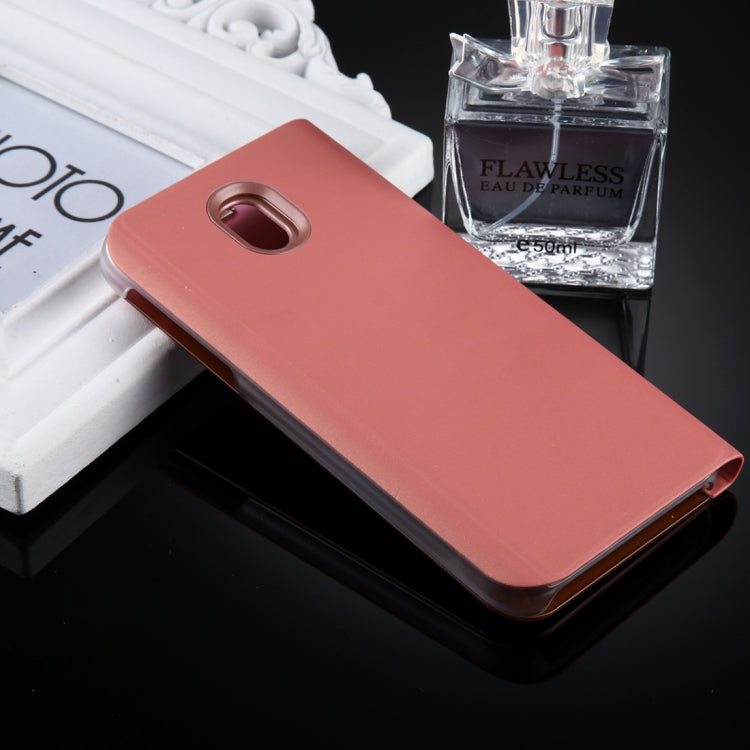For Galaxy J7 (2017) (EU Version) Electroplating Mirror Horizontal Flip Leather Case with Holder