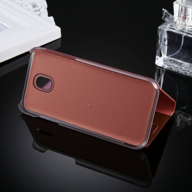 For Galaxy J7 (2017) (EU Version) Electroplating Mirror Horizontal Flip Leather Case with Holder