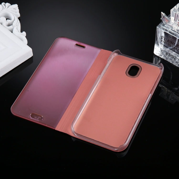 For Galaxy J7 (2017) (EU Version) Electroplating Mirror Horizontal Flip Leather Case with Holder