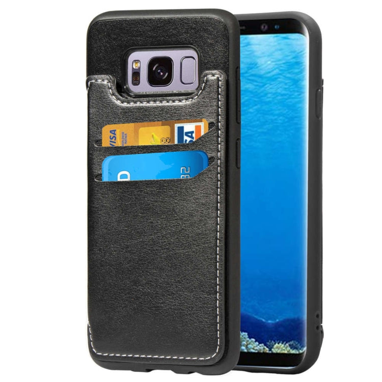 Simple Leather Texture TPU Magnetic Leather Case for Galaxy S8, with Holder & Card Slots & Wallet