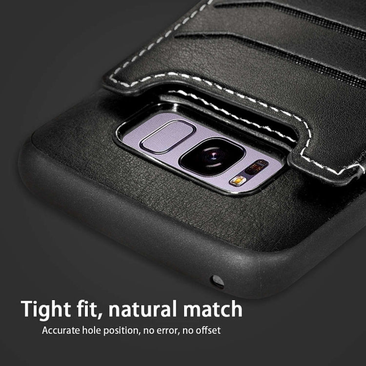 Simple Leather Texture TPU Magnetic Leather Case for Galaxy S8, with Holder & Card Slots & Wallet