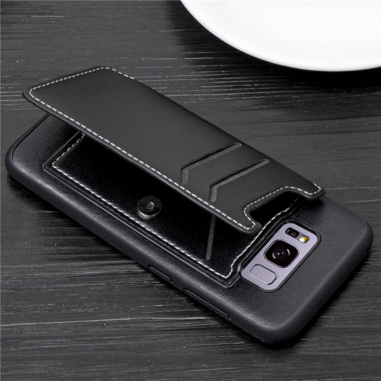Simple Leather Texture TPU Magnetic Leather Case for Galaxy S8, with Holder & Card Slots & Wallet
