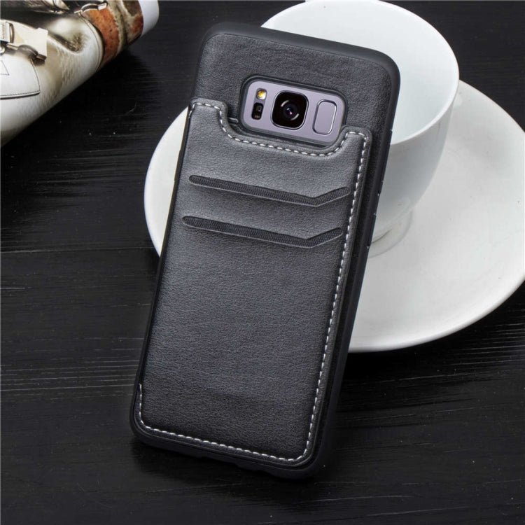 Simple Leather Texture TPU Magnetic Leather Case for Galaxy S8, with Holder & Card Slots & Wallet