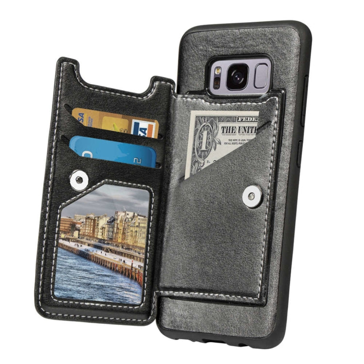 Simple Leather Texture TPU Magnetic Leather Case for Galaxy S8, with Holder & Card Slots & Wallet