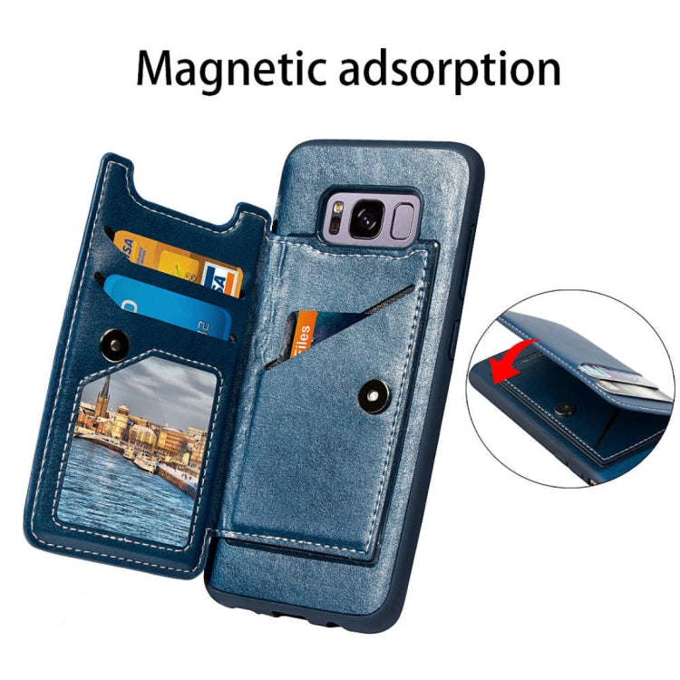 Simple Leather Texture TPU Magnetic Leather Case for Galaxy S8, with Holder & Card Slots & Wallet