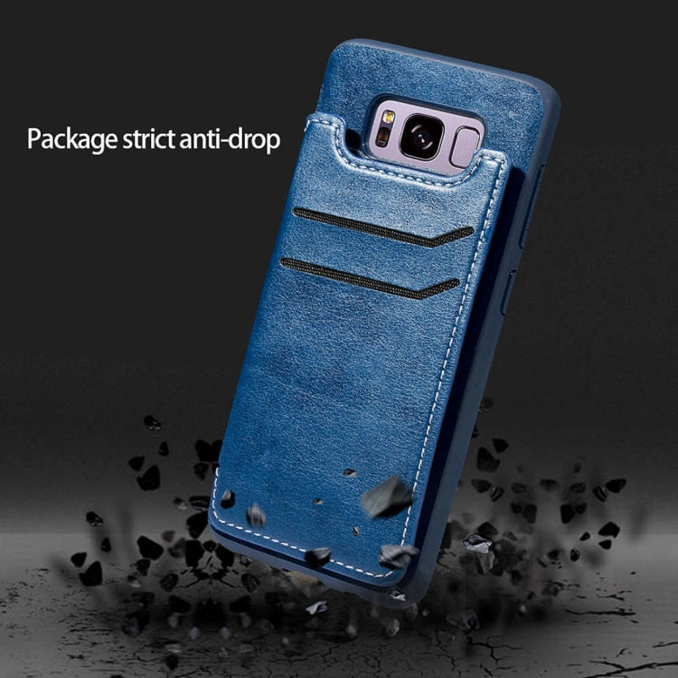 Simple Leather Texture TPU Magnetic Leather Case for Galaxy S8, with Holder & Card Slots & Wallet