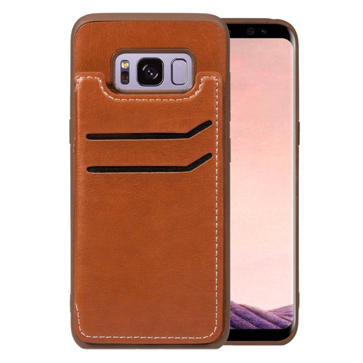 Simple Leather Texture TPU Magnetic Leather Case for Galaxy S8, with Holder & Card Slots & Wallet