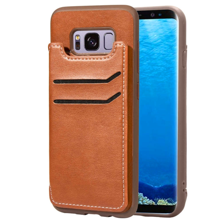 Simple Leather Texture TPU Magnetic Leather Case for Galaxy S8, with Holder & Card Slots & Wallet
